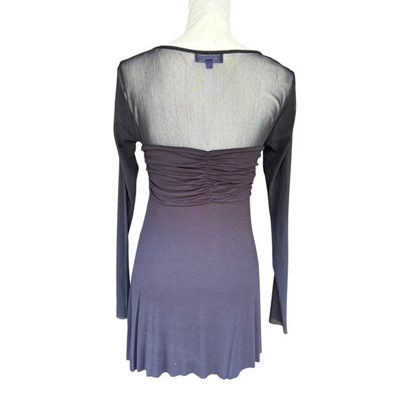 Vivienne Vivienne Tam Black Sheer Sleeve Ruffled Detail Raw Hem Mini Dress - M - Picture 6 of 9